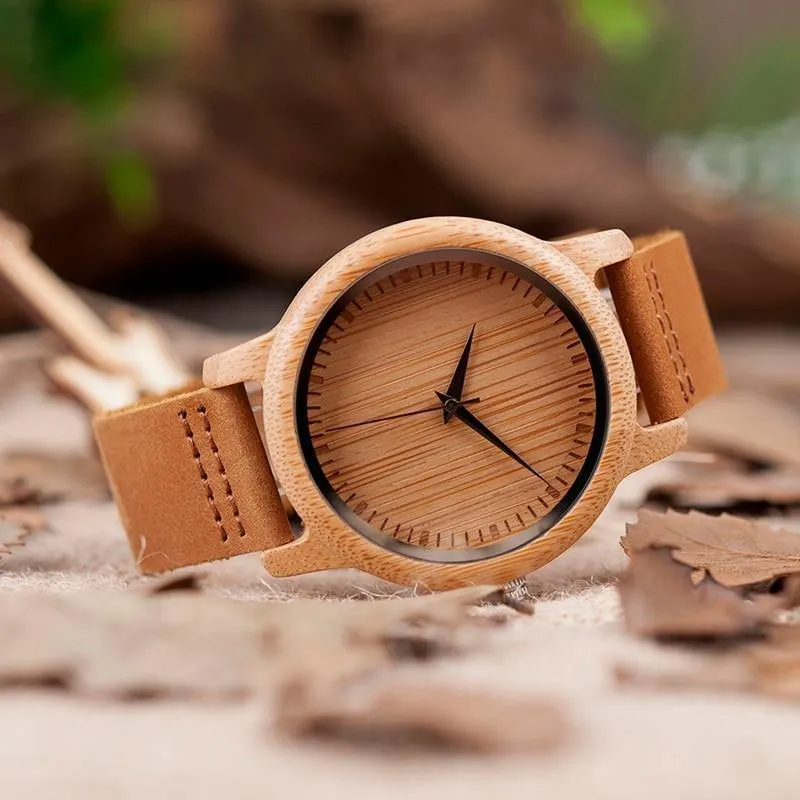 Liebhaber minimalistische Uhren Männer Holz Frauen Uhren Para Mujer Quarzwerk Wrsitwatch Damen handgefertigte Holz