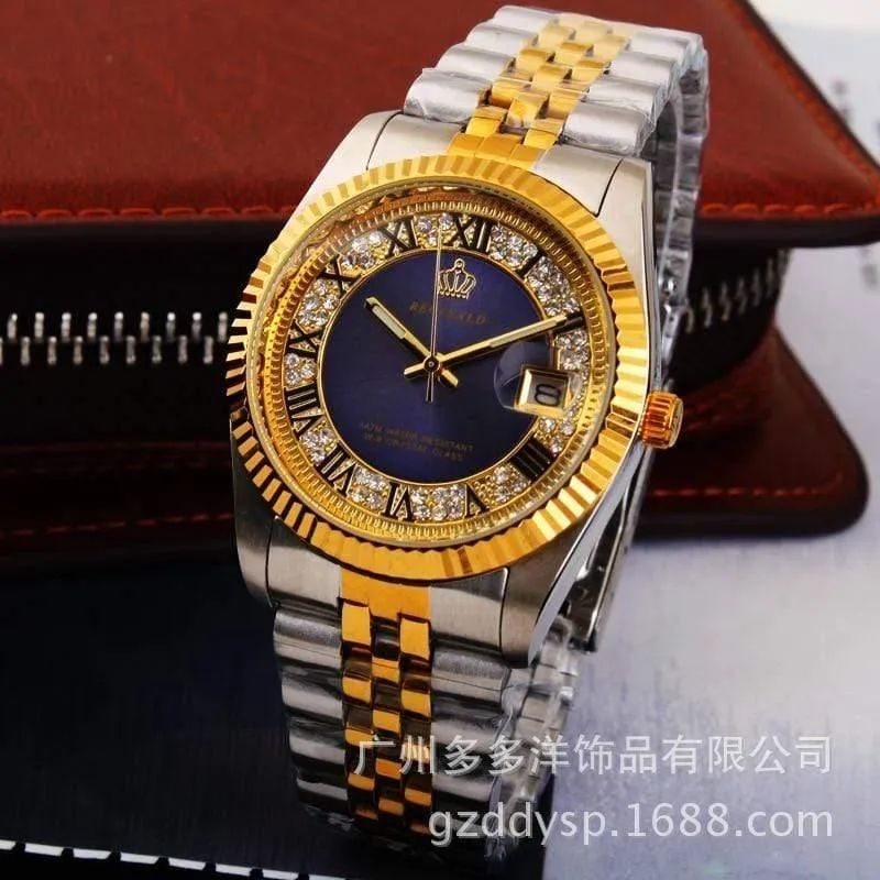 Uhr Golden Blue Quartz Watch Dress Party 50m Wasserdicht Mann Frau Liebhaber Armbanduhren