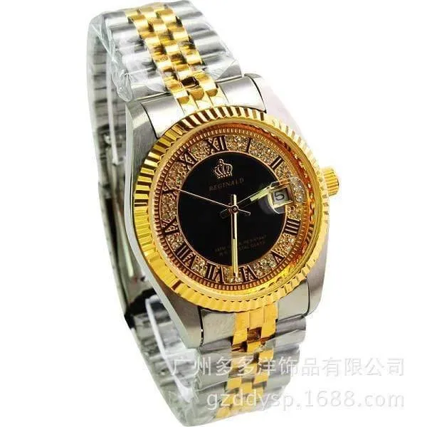 Uhr Golden Blue Quartz Watch Dress Party 50m Wasserdicht Mann Frau Liebhaber Armbanduhren