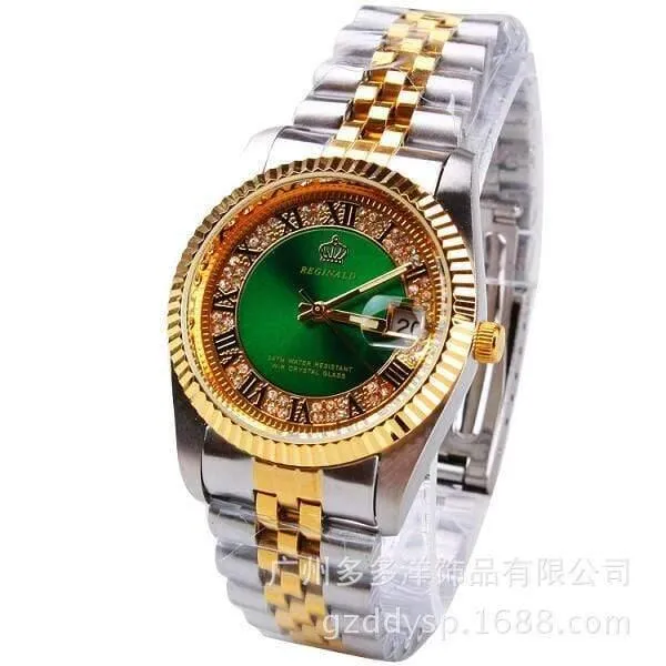 Uhr Golden Blue Quartz Watch Dress Party 50m Wasserdicht Mann Frau Liebhaber Armbanduhren