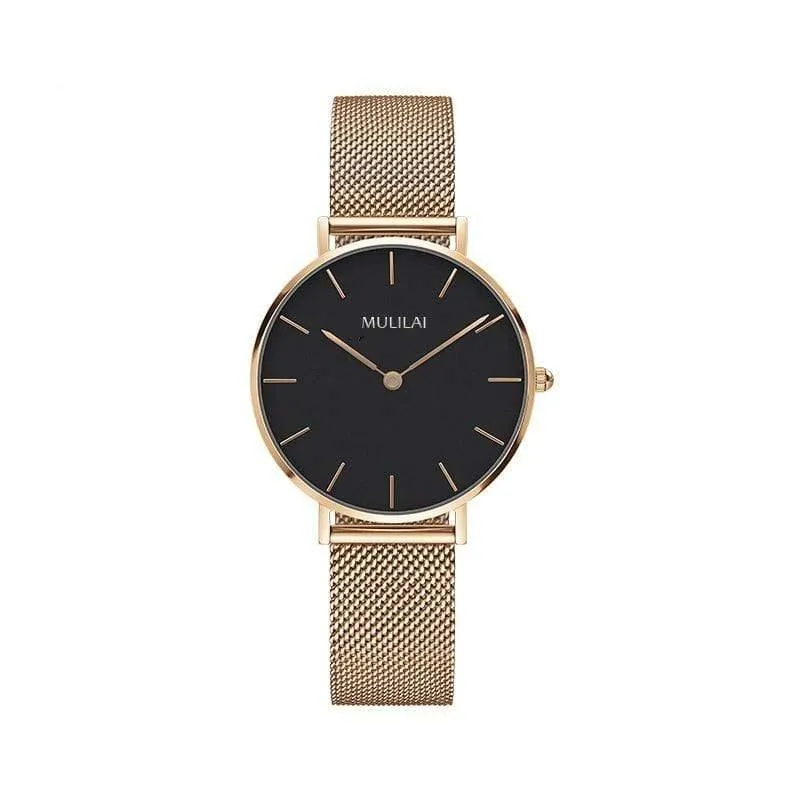 Luxuriöse, ultradünne Uhren aus goldenem Stahlgeflecht für Damen, 32 mm, DW-Stil, modische Quarzuhr für Liebhaber, Geschenk für Mädchen