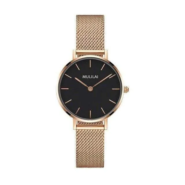 Luxuriöse, ultradünne Uhren aus goldenem Stahlgeflecht für Damen, 32 mm, DW-Stil, modische Quarzuhr für Liebhaber, Geschenk für Mädchen