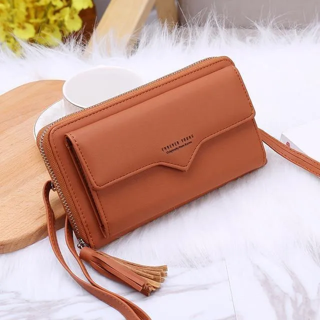 Damen Geldbörsen Leder Schultertasche Mode Große Kapazität Kartenhalter Weibliche Reißverschluss Geldbörse Schlanke Geldbörse