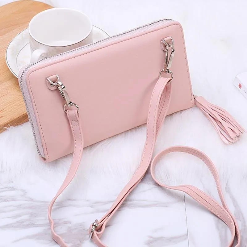 Damen Geldbörsen Leder Schultertasche Mode Große Kapazität Kartenhalter Weibliche Reißverschluss Geldbörse Schlanke Geldbörse