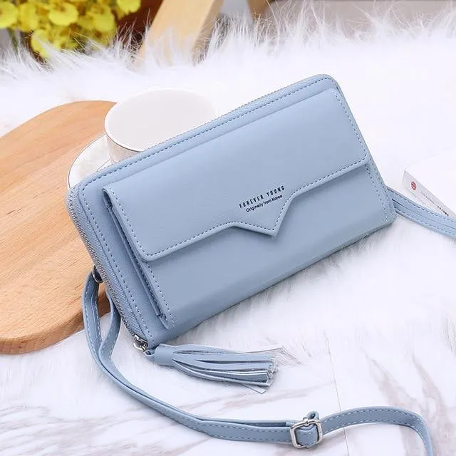 Damen Geldbörsen Leder Schultertasche Mode Große Kapazität Kartenhalter Weibliche Reißverschluss Geldbörse Schlanke Geldbörse