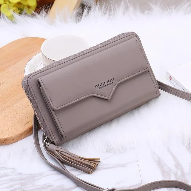 Damen Geldbörsen Leder Schultertasche Mode Große Kapazität Kartenhalter Weibliche Reißverschluss Geldbörse Schlanke Geldbörse