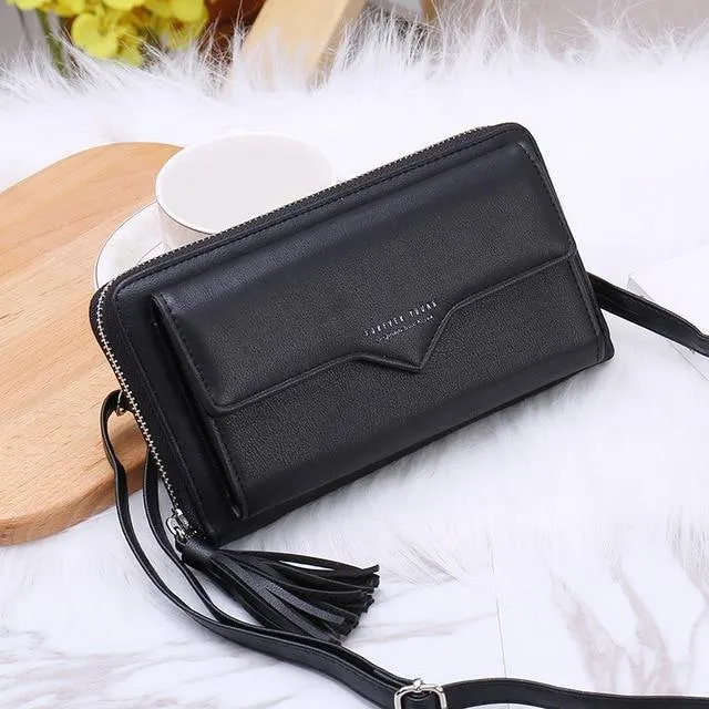 Damen Geldbörsen Leder Schultertasche Mode Große Kapazität Kartenhalter Weibliche Reißverschluss Geldbörse Schlanke Geldbörse