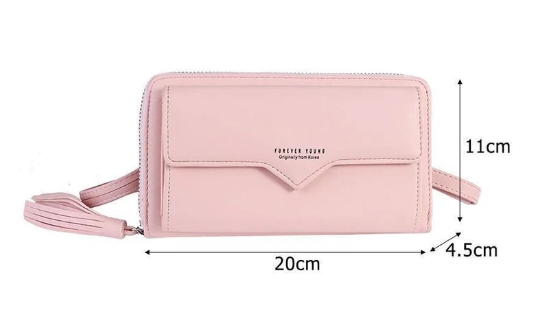 Damen Geldbörsen Leder Schultertasche Mode Große Kapazität Kartenhalter Weibliche Reißverschluss Geldbörse Schlanke Geldbörse
