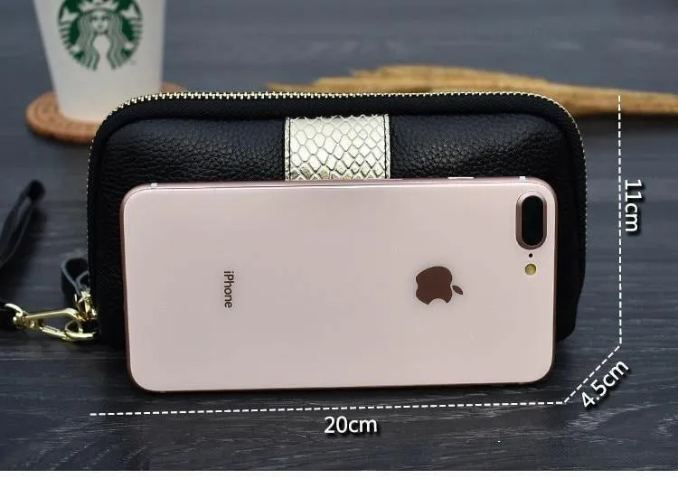 Damen echtes leder kupplung geldbörsen getäfelten Lange Frauen Brieftasche Zipper handgelenk tasche weibliche Geldbörse handy tasche bolsa