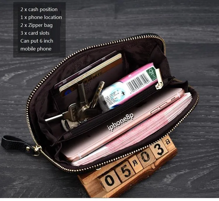 Damen echtes leder kupplung geldbörsen getäfelten Lange Frauen Brieftasche Zipper handgelenk tasche weibliche Geldbörse handy tasche bolsa