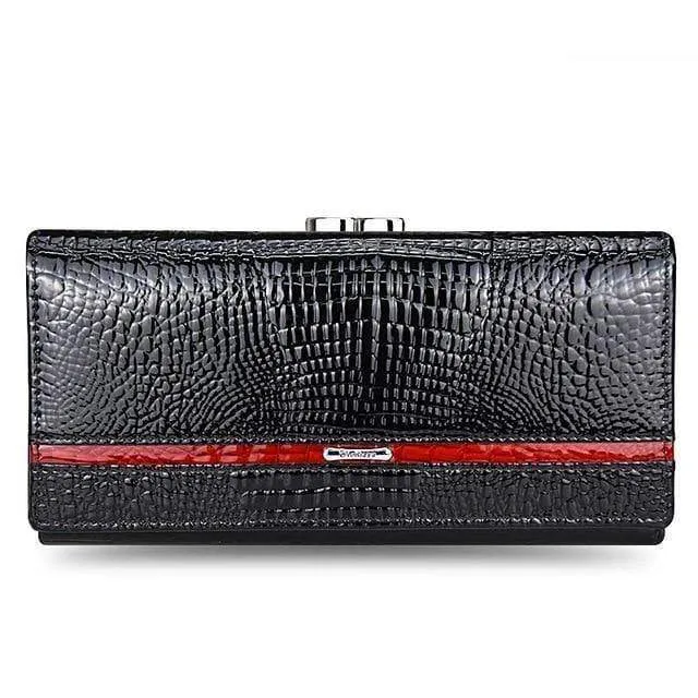 Leder Frauen Geldbörsen Krokodildruck Lange Haspe Reißverschluss Geldbörse Damen Clutch Bag Geldbörse Weiblichen Luxus