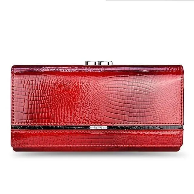 Leder Frauen Geldbörsen Krokodildruck Lange Haspe Reißverschluss Geldbörse Damen Clutch Bag Geldbörse Weiblichen Luxus