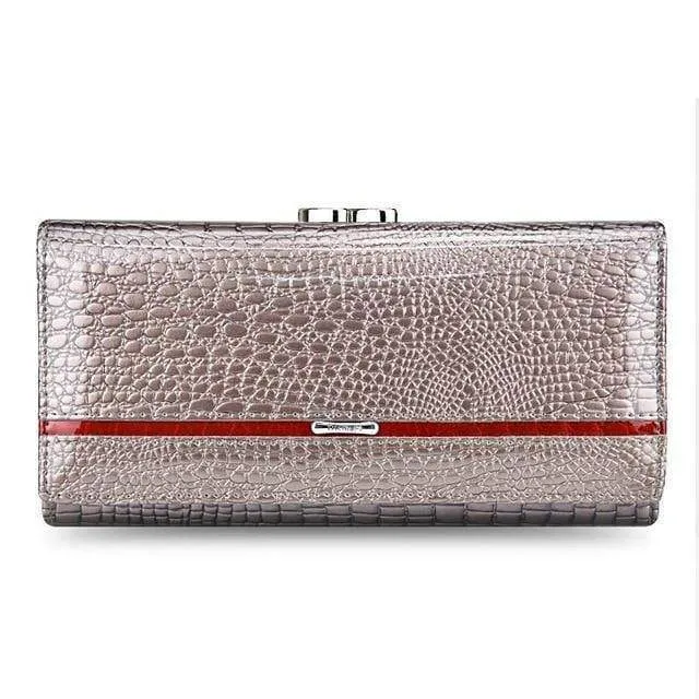 Leder Frauen Geldbörsen Krokodildruck Lange Haspe Reißverschluss Geldbörse Damen Clutch Bag Geldbörse Weiblichen Luxus