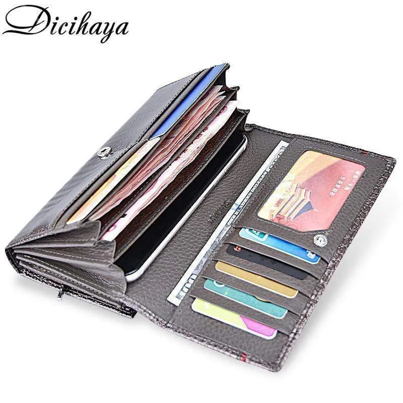 Leder Frauen Geldbörsen Krokodildruck Lange Haspe Reißverschluss Geldbörse Damen Clutch Bag Geldbörse Weiblichen Luxus