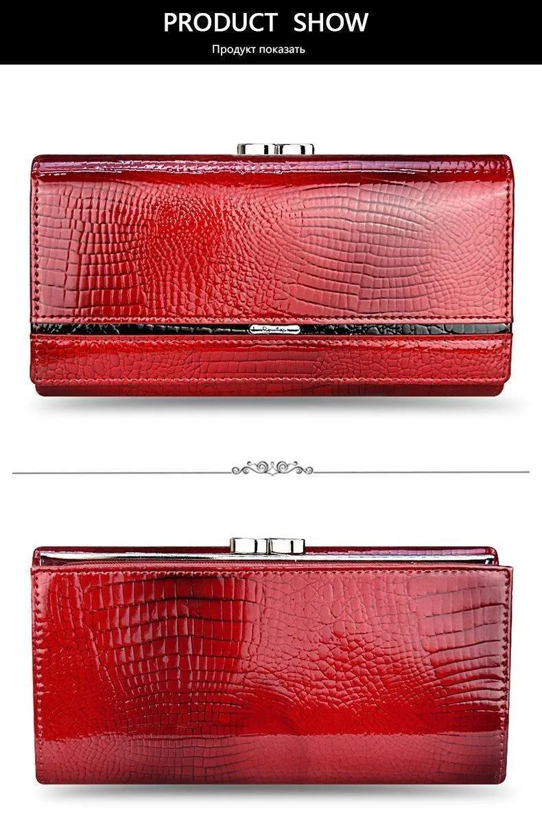 Leder Frauen Geldbörsen Krokodildruck Lange Haspe Reißverschluss Geldbörse Damen Clutch Bag Geldbörse Weiblichen Luxus