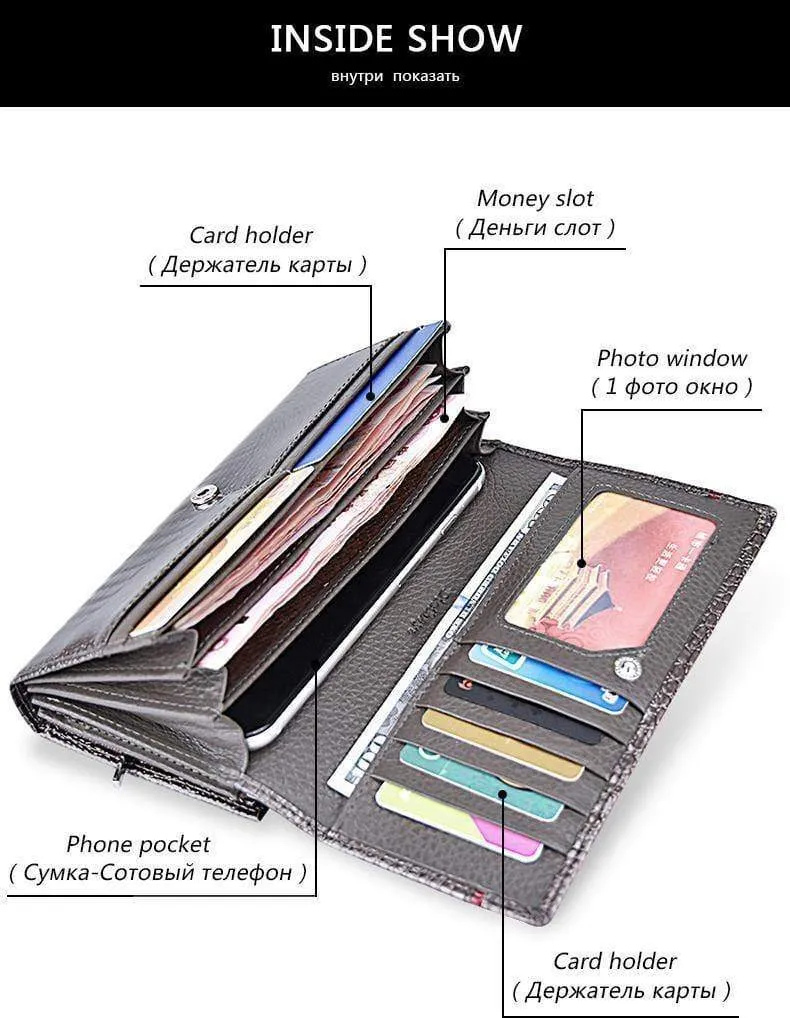 Leder Frauen Geldbörsen Krokodildruck Lange Haspe Reißverschluss Geldbörse Damen Clutch Bag Geldbörse Weiblichen Luxus