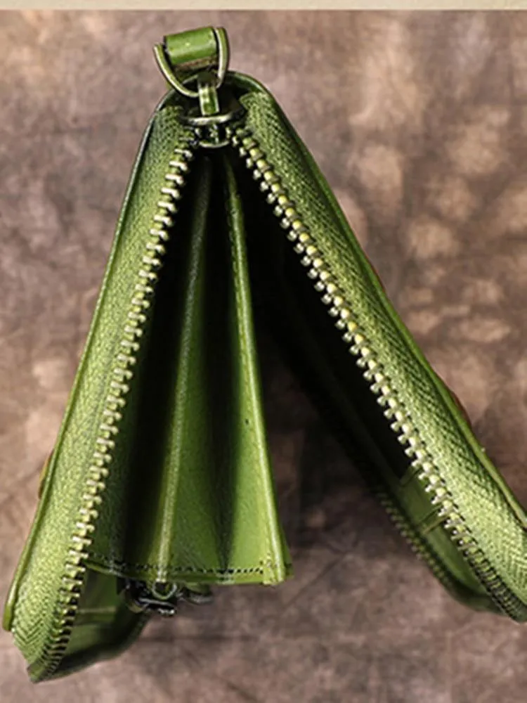 Damenbrieftasche Retro Blumen weibliche lange Reißverschluss Geldbörsen echtes echtes Leder Handtasche Kartenhalter Münzen Geldbörsen Handytasche