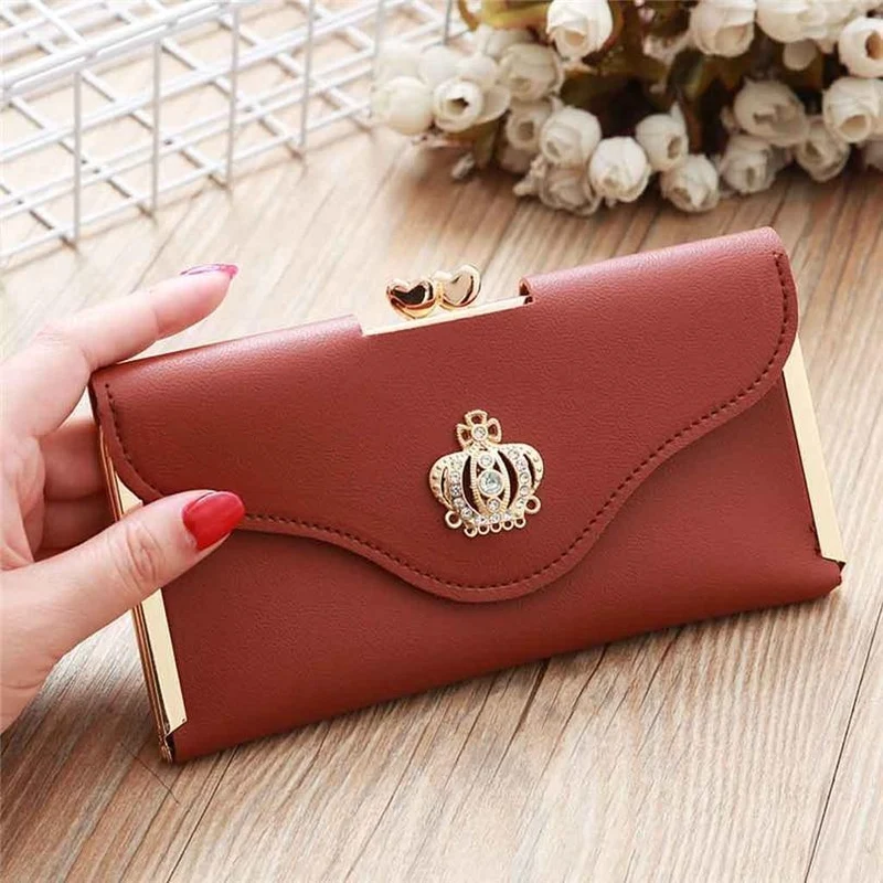 Damenmode Leder Geldbörse Damen Handtasche Damen Lange Geldbörsen Clutch Geldbeutel Damen Kartenhalter A30