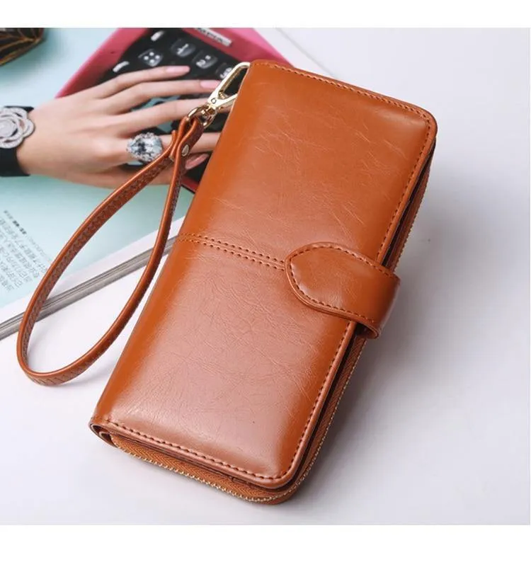 Frauen Brieftasche Hohe Qualität Armband Kupplung Brieftasche Weibliche Karte Halter Leder Damen Lange Geldbörsen