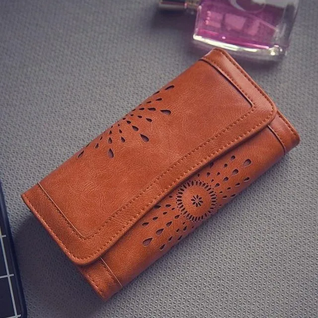 Retro-Geldbörse für Damen, PU-Leder, praktische Damen-Geldbörsen und Geldbörsen, lange Vintage-Geldbörsen