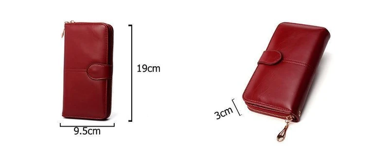 Weibliche Geldbörse Frauen Leder Brieftasche Lange Trifold Geldbörse Kartenhalter Geld Clutch Armband Multifunktions-reißverschluss