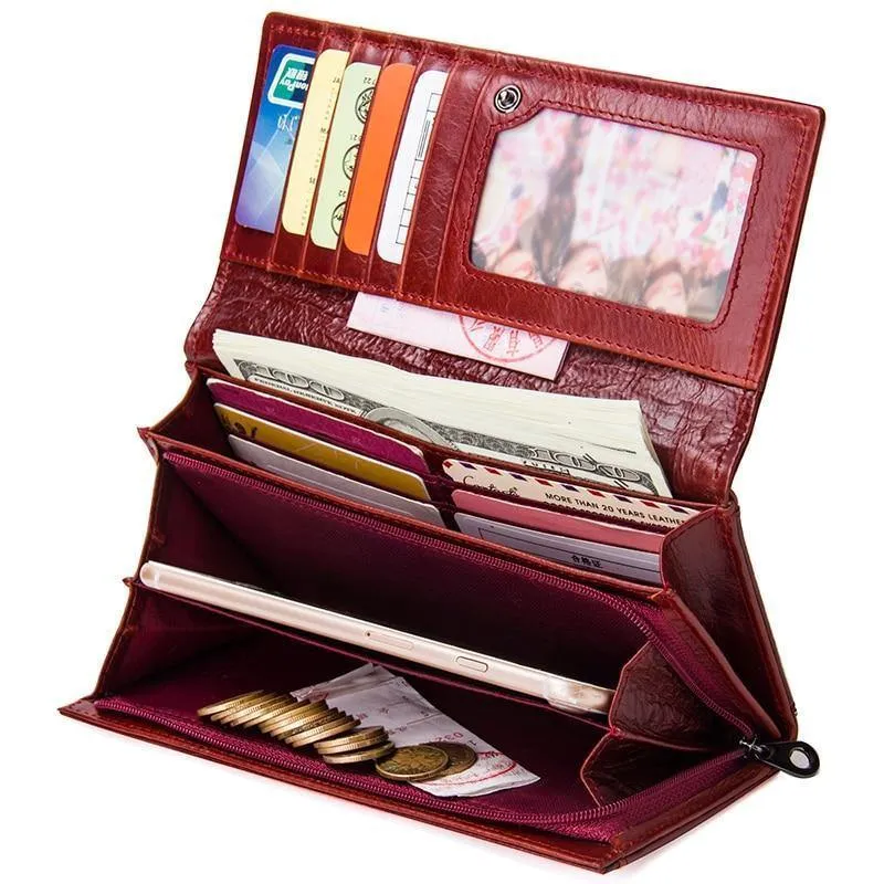 Leder Frauen Kupplung Brieftaschen Mehrere Karten Halter Lange Weibliche Geldbörse Mit Telefon Tasche Mode Frau Brieftasche