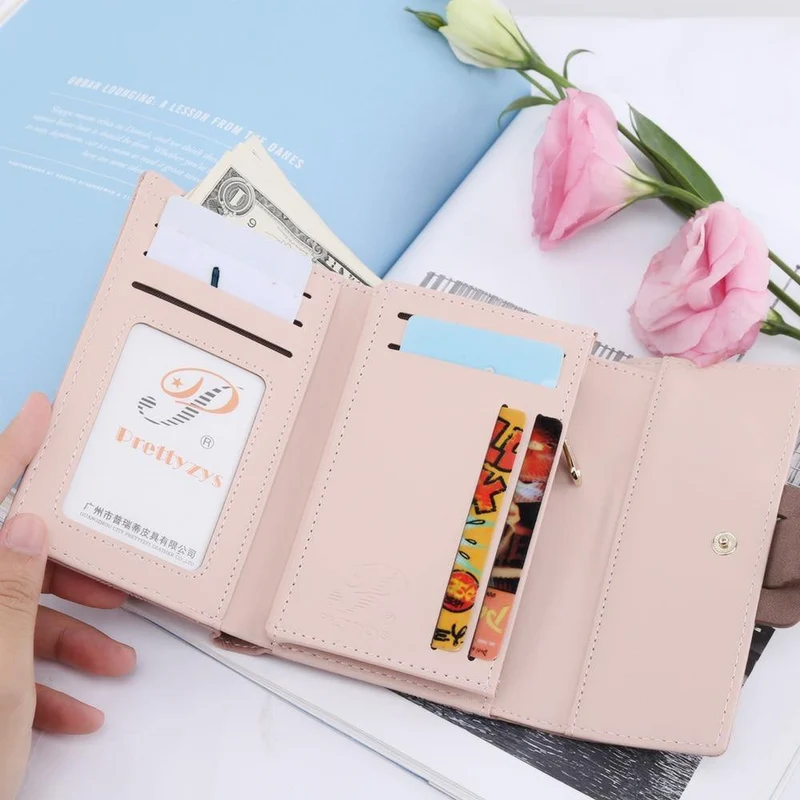 Weibliche Brieftasche Leder Frauen Brieftaschen Floral Faltbare Geldbörse Kreditkarte Dame Geldbörsen Halter Für Mädchen Carteira
