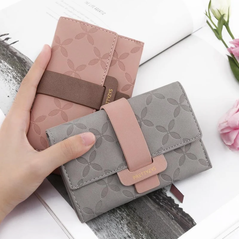 Weibliche Brieftasche Leder Frauen Brieftaschen Floral Faltbare Geldbörse Kreditkarte Dame Geldbörsen Halter Für Mädchen Carteira