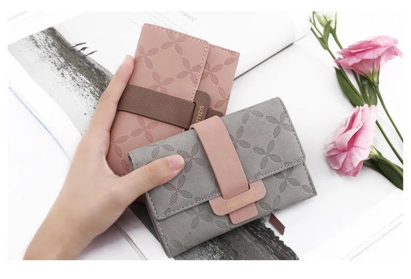 Weibliche Brieftasche Leder Frauen Brieftaschen Floral Faltbare Geldbörse Kreditkarte Dame Geldbörsen Halter Für Mädchen Carteira