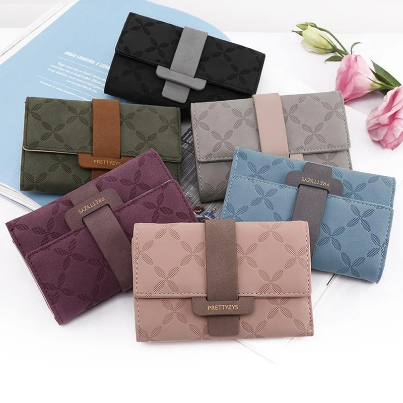 Weibliche Brieftasche Leder Frauen Brieftaschen Floral Faltbare Geldbörse Kreditkarte Dame Geldbörsen Halter Für Mädchen Carteira