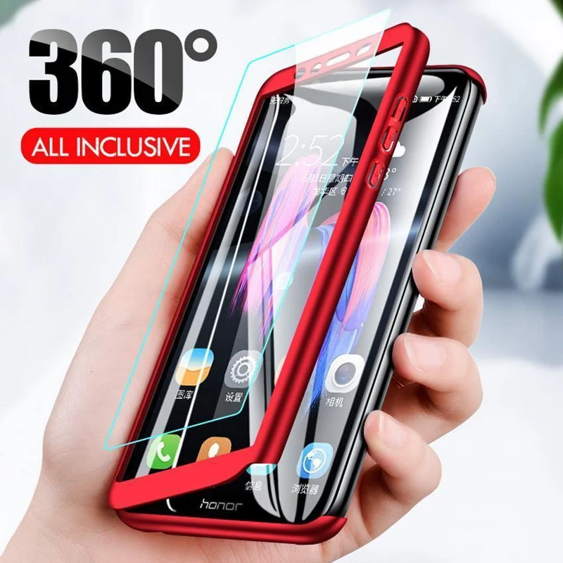 H&A H&A Luxus 360 Grad Vollschutz Handyhülle für Huawei Honor 7A 7C Pro 8X Max Displayschutzfolie 7A 7C 8XMax Hülle Glas
