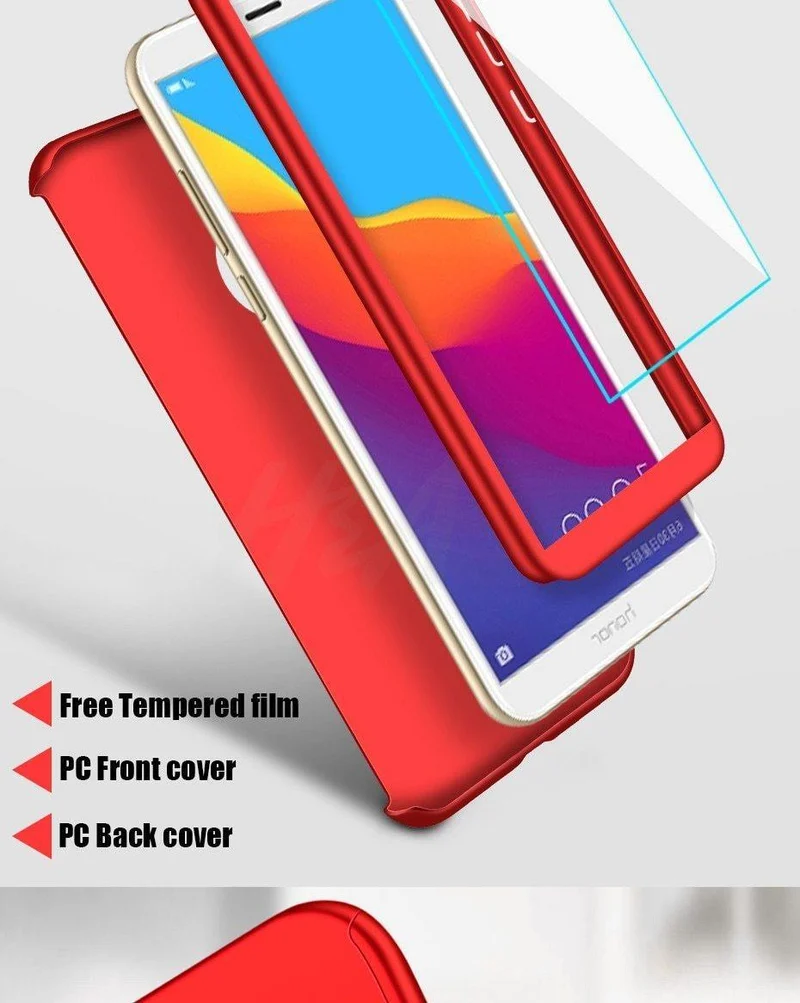 H&A H&A Luxus 360 Grad Vollschutz Handyhülle für Huawei Honor 7A 7C Pro 8X Max Displayschutzfolie 7A 7C 8XMax Hülle Glas