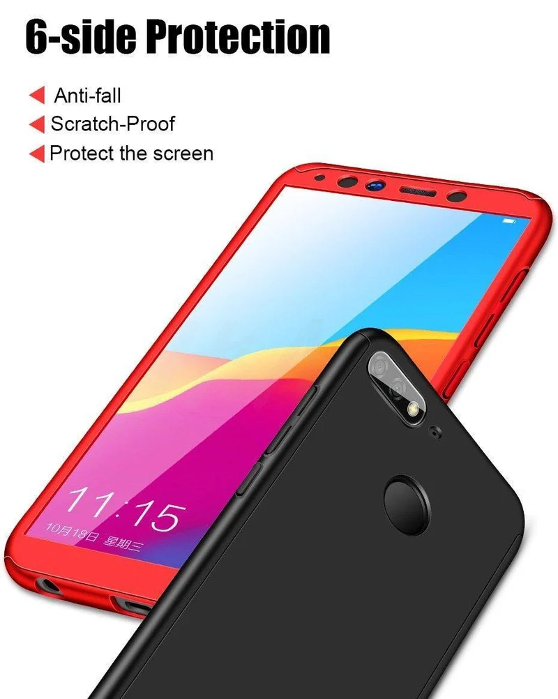 H&A H&A Luxus 360 Grad Vollschutz Handyhülle für Huawei Honor 7A 7C Pro 8X Max Displayschutzfolie 7A 7C 8XMax Hülle Glas
