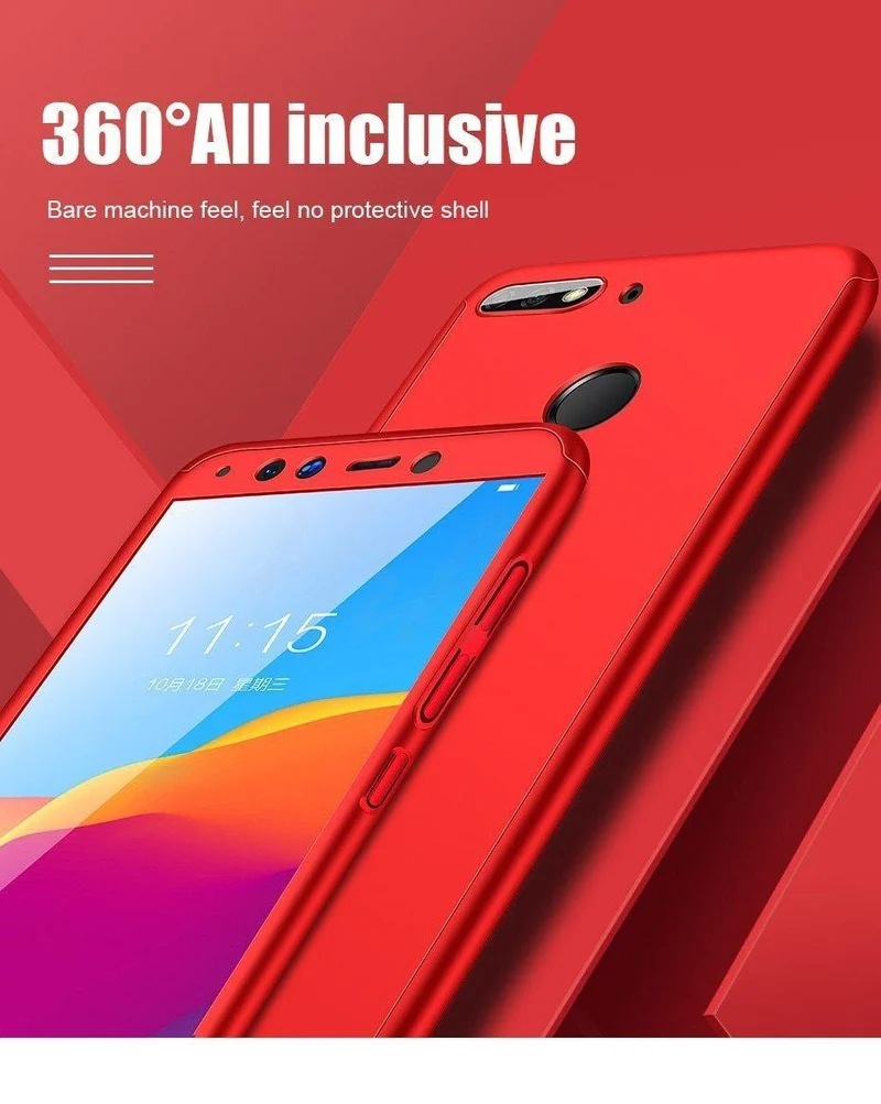 H&A H&A Luxus 360 Grad Vollschutz Handyhülle für Huawei Honor 7A 7C Pro 8X Max Displayschutzfolie 7A 7C 8XMax Hülle Glas