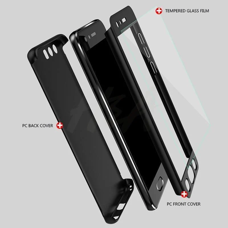 H&A Luxus 360-Grad-Vollschutzhülle für Huawei Honor 9 8 Lite 10 V10 Schutzhülle aus gehärtetem Glas für 9lite 8lite 10 Hülle