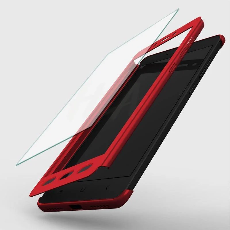 H&A 360-Grad-Vollschutzhülle für Xiaomi Redmi Note 4 4X Displayschutzfolie, Telefonabdeckung Note 4, globale Version, Glas