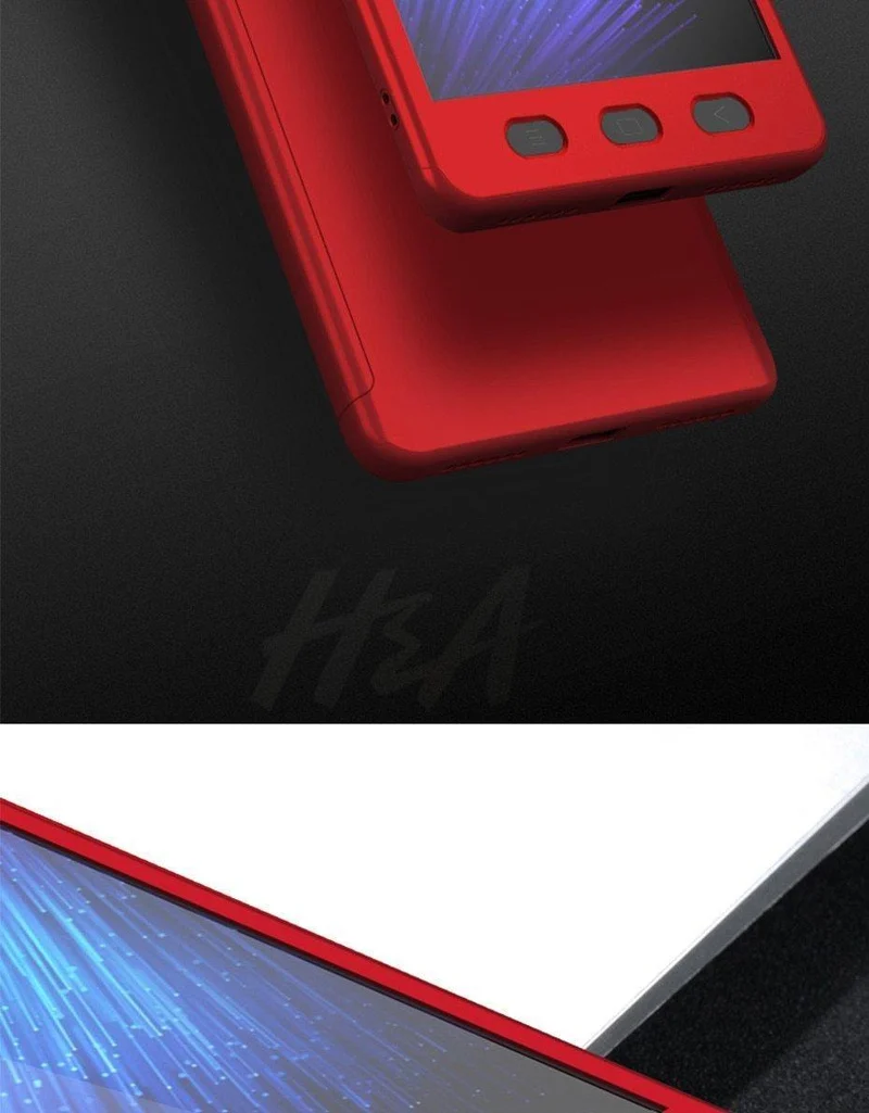 H&A 360-Grad-Vollschutzhülle für Xiaomi Redmi Note 4 4X Displayschutzfolie, Telefonabdeckung Note 4, globale Version, Glas