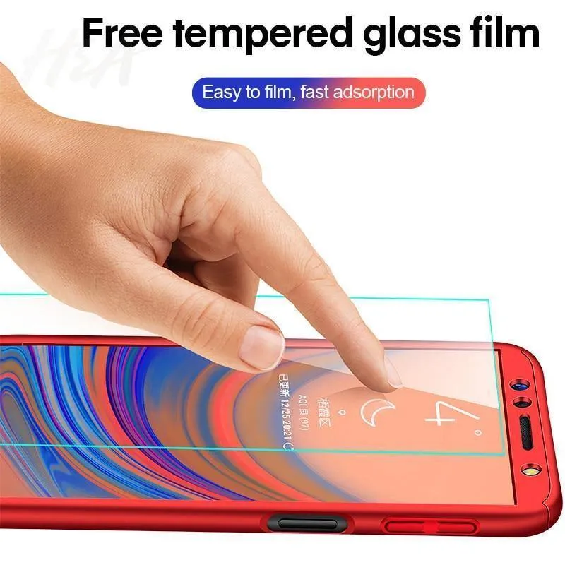 H&A 360 Vollschutzhülle für Samsung Galaxy A7 A8 J4 J6 J8 Anti-Klopf-Vollschutzhülle J4 J6 A8 Plus Hüllen mit Glasfolie