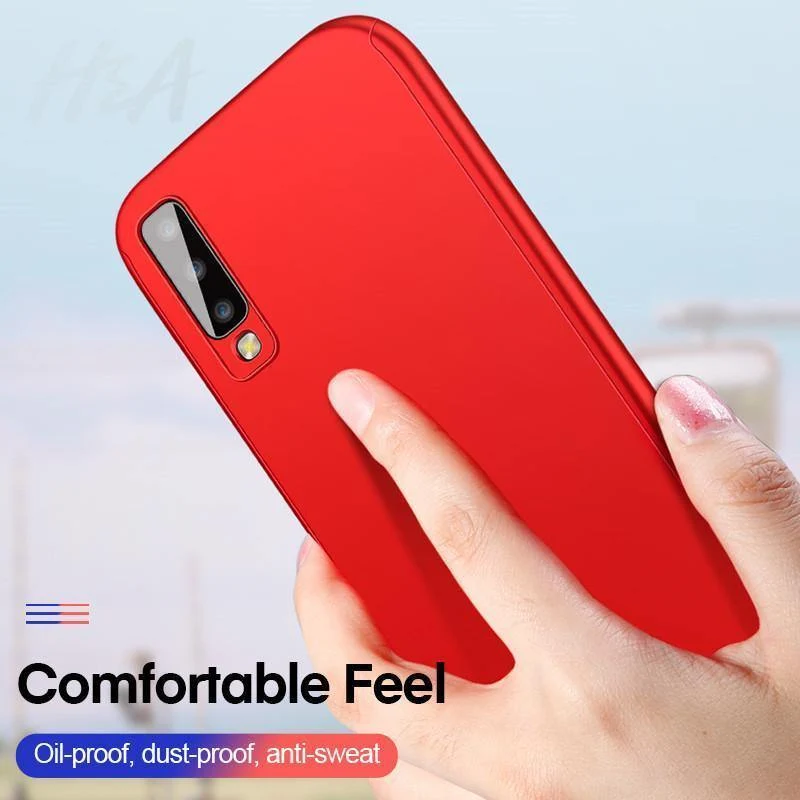 H&A 360 Vollschutzhülle für Samsung Galaxy A7 A8 J4 J6 J8 Anti-Klopf-Vollschutzhülle J4 J6 A8 Plus Hüllen mit Glasfolie