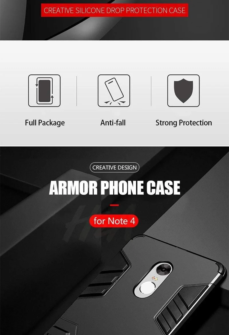 H&A Luxury Armor Stoßfeste Handyhülle für Xiaomi Redmi Note 4 4X Schutzhülle Note 4 Global Version Halter Handytaschen Hüllen