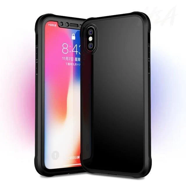 H&A Luxus 360-Grad-Vollschutz-Telefonhülle für iPhone 7 8 Plus 6 6s Plus X 10 Silikonhülle aus gehärtetem Glas für iPhone X PC-Hüllen