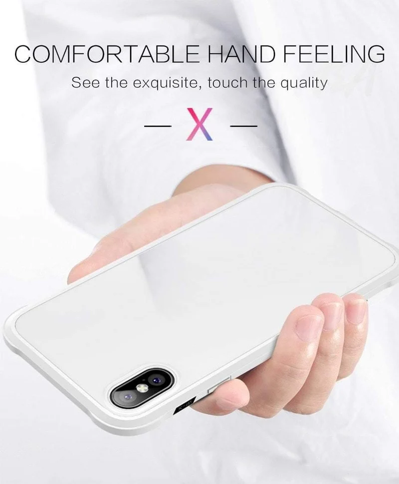 H&A Luxus 360-Grad-Vollschutz-Telefonhülle für iPhone 7 8 Plus 6 6s Plus X 10 Silikonhülle aus gehärtetem Glas für iPhone X PC-Hüllen