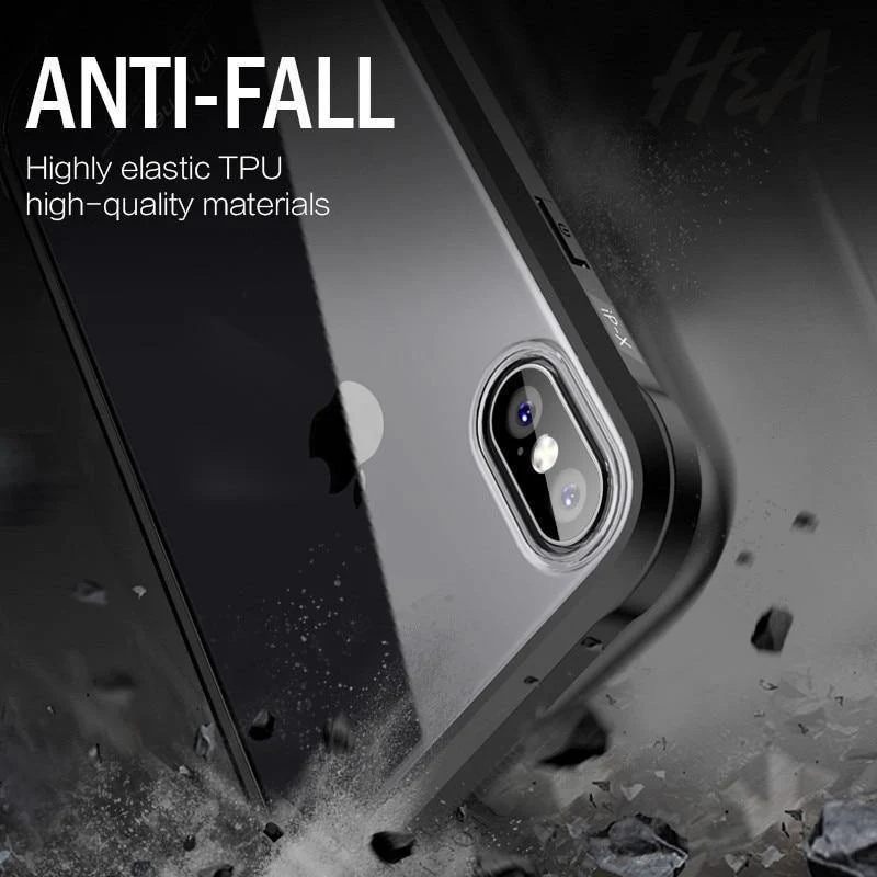 H&A Luxus 360-Grad-Vollschutz-Telefonhülle für iPhone 7 8 Plus 6 6s Plus X 10 Silikonhülle aus gehärtetem Glas für iPhone X PC-Hüllen