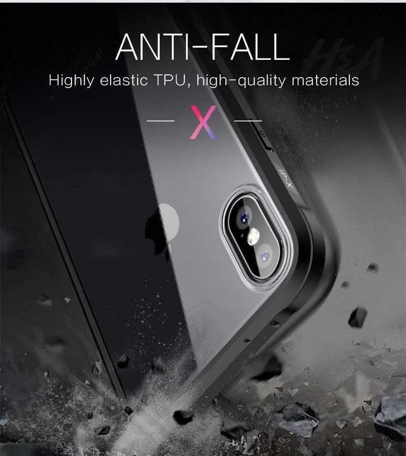 H&A Luxus 360-Grad-Vollschutz-Telefonhülle für iPhone 7 8 Plus 6 6s Plus X 10 Silikonhülle aus gehärtetem Glas für iPhone X PC-Hüllen