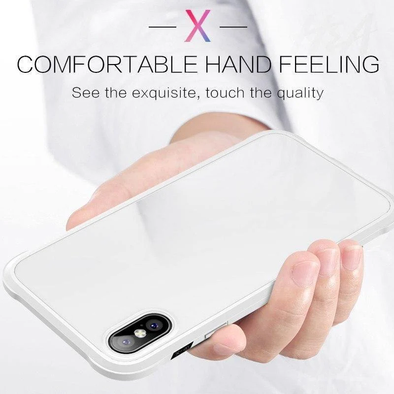 H&A Luxus 360-Grad-Vollschutz-Telefonhülle für iPhone 7 8 Plus 6 6s Plus X 10 Silikonhülle aus gehärtetem Glas für iPhone X PC-Hüllen