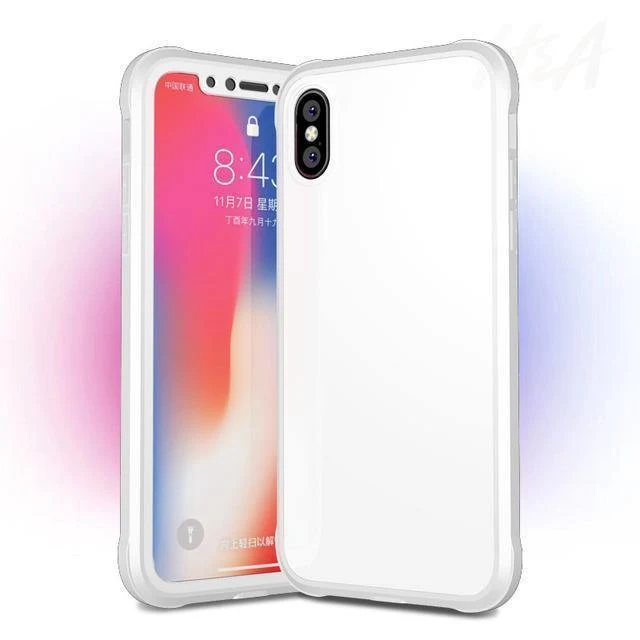 H&A Luxus 360-Grad-Vollschutz-Telefonhülle für iPhone 7 8 Plus 6 6s Plus X 10 Silikonhülle aus gehärtetem Glas für iPhone X PC-Hüllen