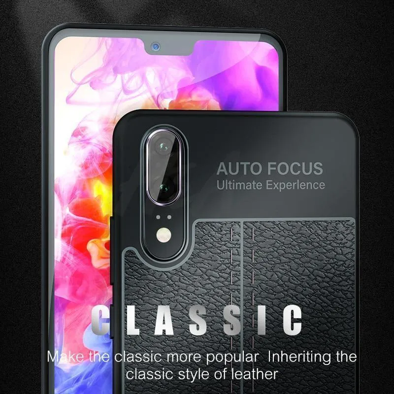 H&A Luxus-Leder-Muster-Hülle für Huawei P20 Lite P20 Pro P10 Plus Stoßfestes TPU-Slim-Cover Honor 8 9 Lite Telefonhülle Capa