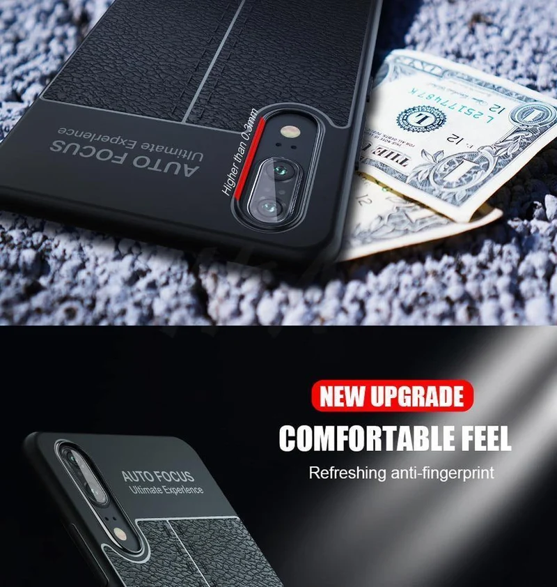 H&A Luxus-Leder-Muster-Hülle für Huawei P20 Lite P20 Pro P10 Plus Stoßfestes TPU-Slim-Cover Honor 8 9 Lite Telefonhülle Capa