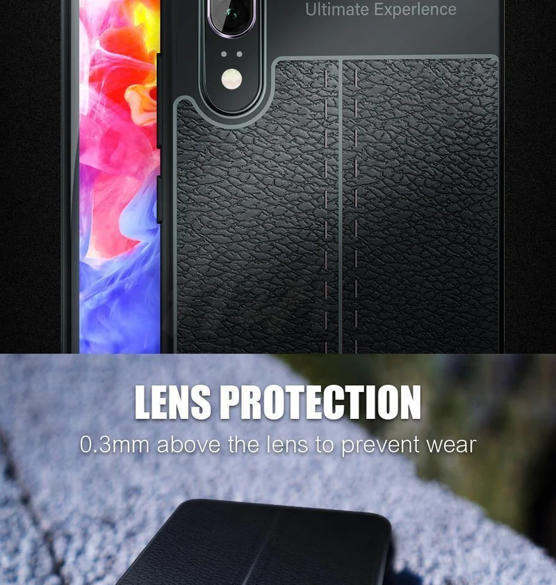 H&A Luxus-Leder-Muster-Hülle für Huawei P20 Lite P20 Pro P10 Plus Stoßfestes TPU-Slim-Cover Honor 8 9 Lite Telefonhülle Capa
