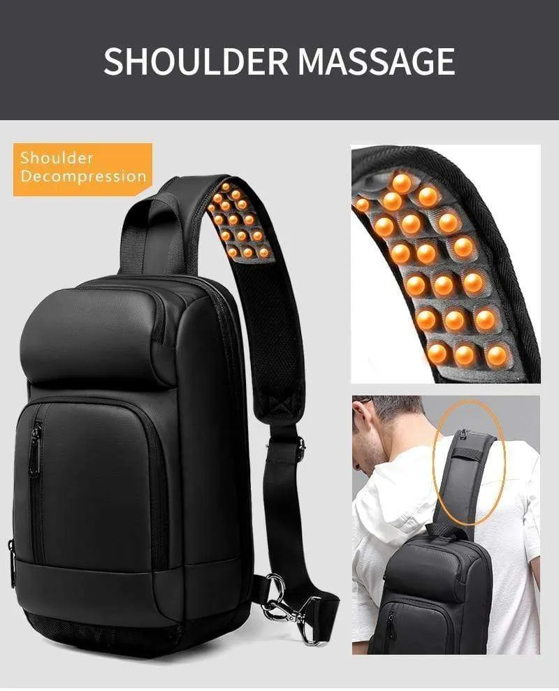 Schwarz Brust Packs Männer USB Lade Casual Schulter Umhängetaschen Wasser Abweisend Reise Umhängetasche Männlichen n1820
